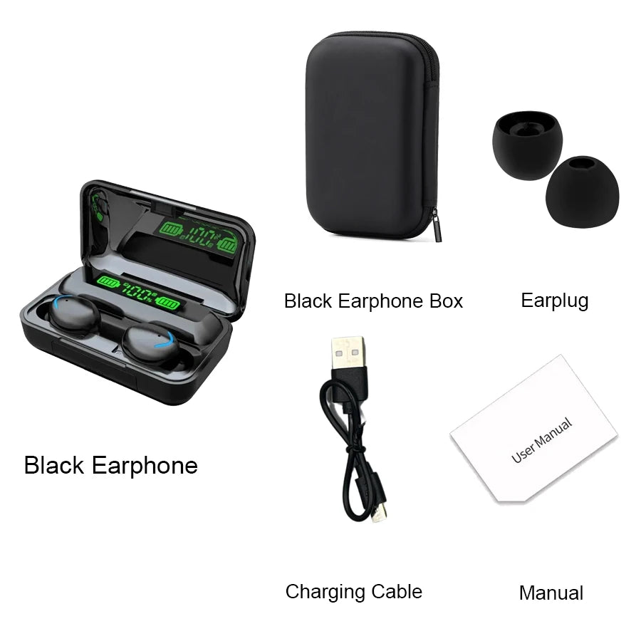 New F9 Bluetooth Headphones 9D Stereo High Bass Sport Earphones Handfree Touch Control Tws Wireless Earbuds Waterproof Headset