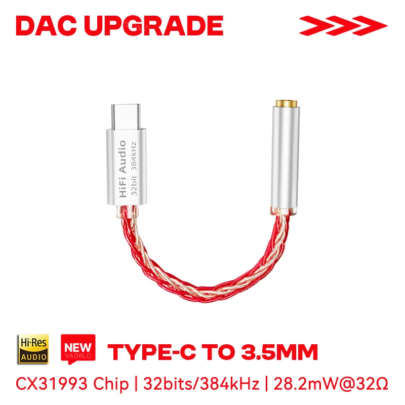 VAOLRO AB136D USB Type-C to 3.5mm Headphone Amplifier 16Bit/48KHz HiFi Audio Decoder Cable IEM AMP Mobile Phone Adapter DAC Chip