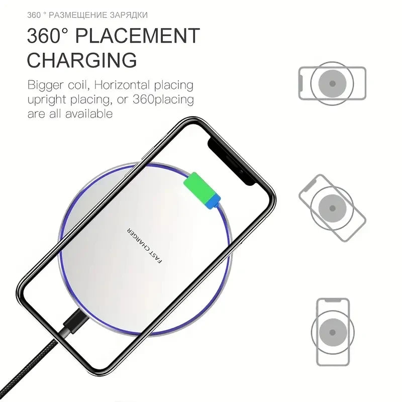 Wireless Charger Mobile Phone Chargers Pad - Fast Charging Dock Station
