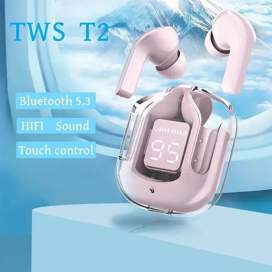 Original T2 Bluetooth Earbuds – Transparent Wireless Earbuds with HIFI Sound, Bluetooth 5.3, Fast Charging, and Long Battery Life