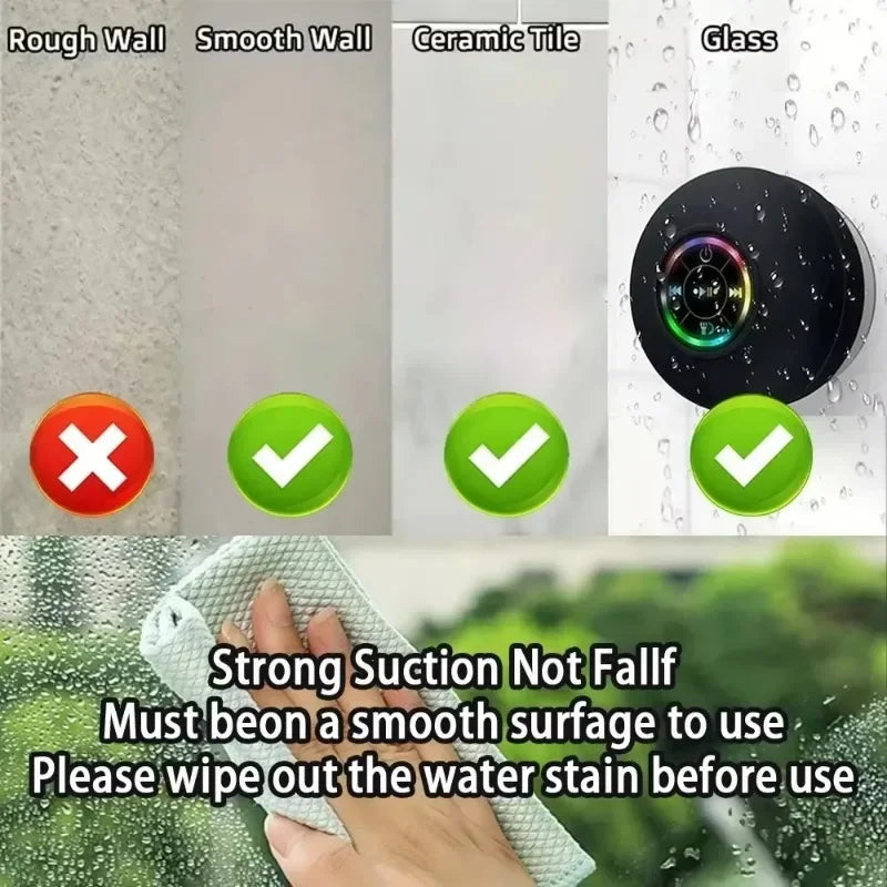 2025 Waterproof Wireless LED Bluetooth Speaker - Portable Outdoor Sports Stereo with Suction Cup