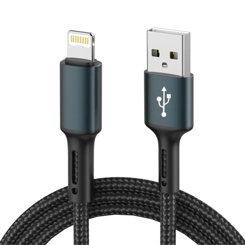 3A USB Cable For iPhone 14 13 12 11 Pro Max X XR 6s 7 8 Plus 2m 3m Lead Mobile Phone Fast Charging Cord Data Charger Wire