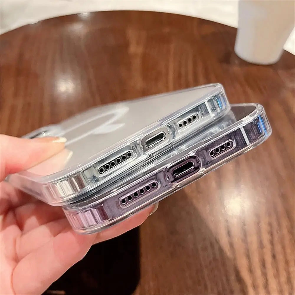 Transparent MagSafe Magnetic Case for iPhone - Silicone & Acrylic Magsafe Cover for iPhone 11, 12, 13, 14, 15, 16 Pro Max, Mini, Plus