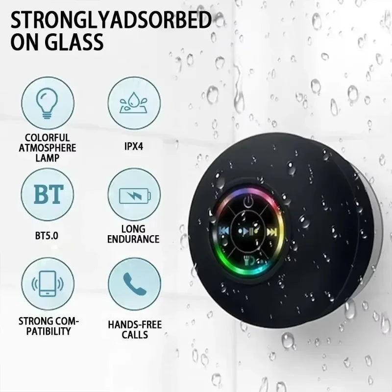 2025 Waterproof Wireless LED Bluetooth Speaker - Portable Outdoor Sports Stereo with Suction Cup